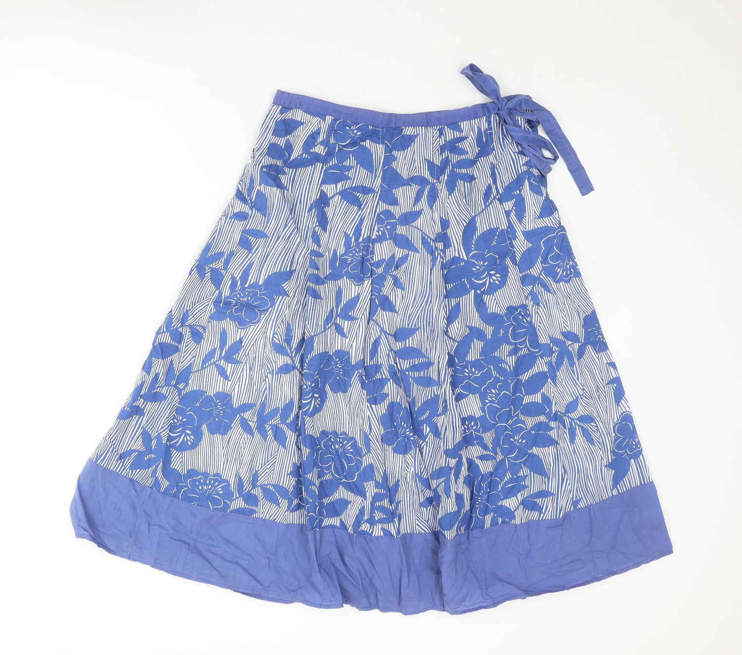 Epilogue Womens Blue Floral Cotton Swing Skirt Size 10 Button