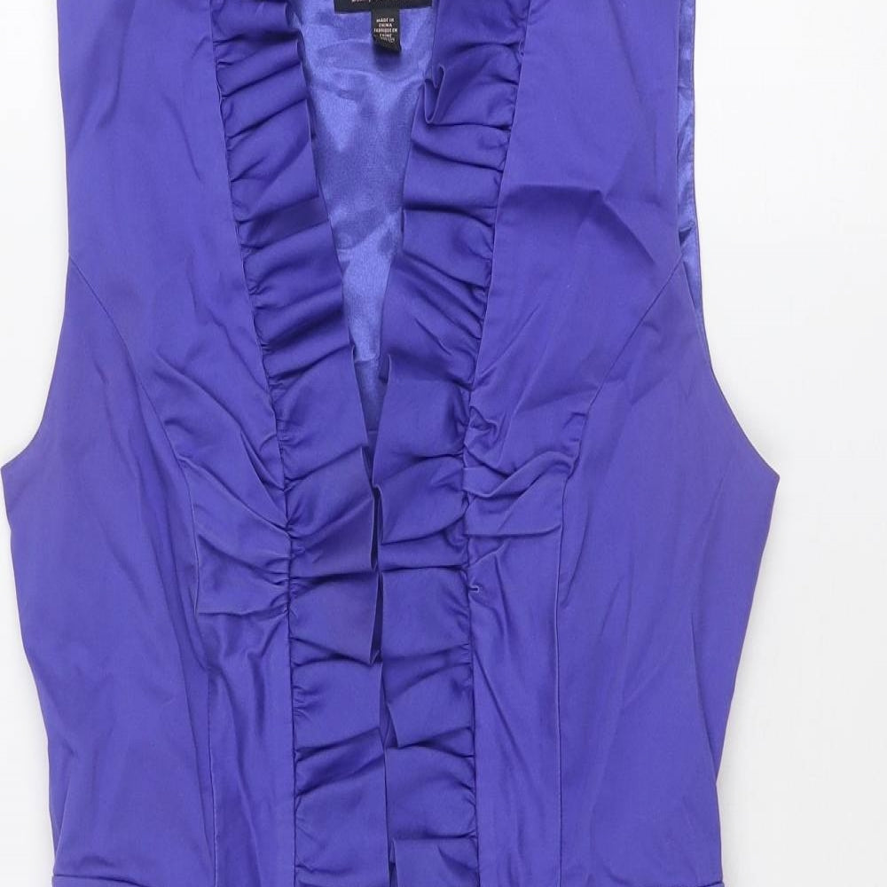 Ted Baker Womens Blue Cotton Shift Size 10 V-Neck Zip