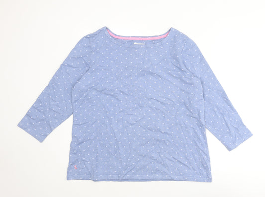 Joules Womens Blue Polka Dot Cotton Basic T-Shirt Size 18 Round Neck
