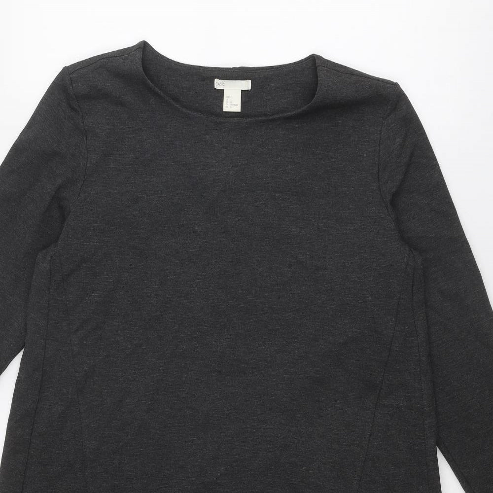 H&M Womens Grey Polyester Shift Size L Round Neck Pullover