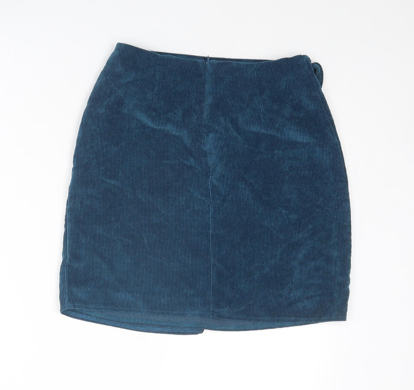 Missguided Womens Blue Polyester Wrap Skirt Size 8 Zip
