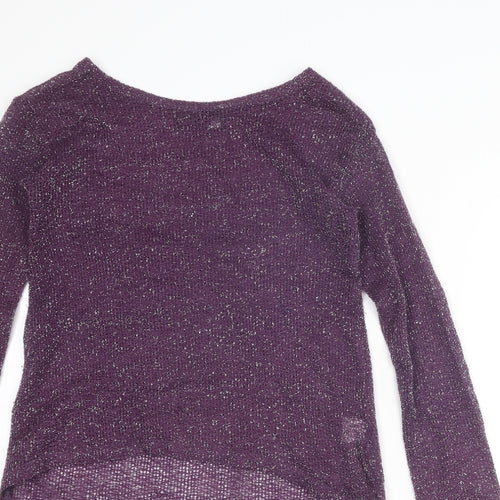 Miss London Womens Purple Boat Neck Polyester Pullover Jumper Size S