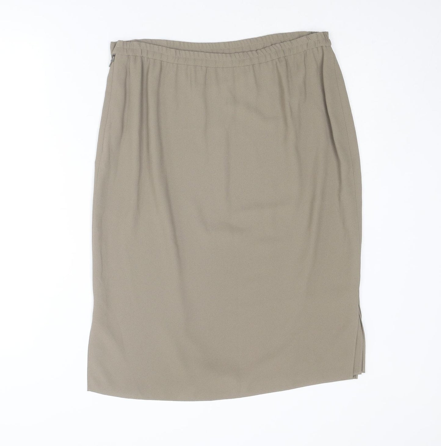 Frank Usher Womens Green Polyester A-Line Skirt Size 14 Zip