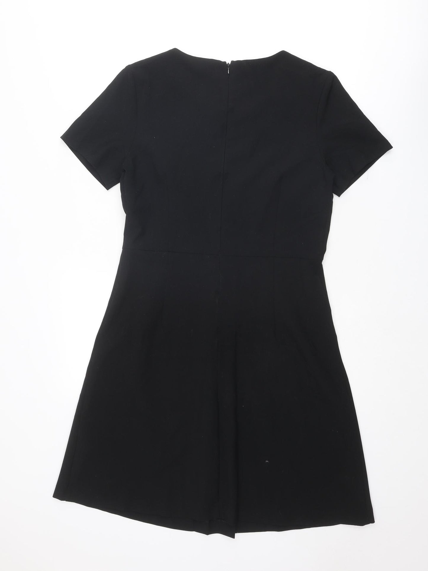 NEXT Womens Black Polyester A-Line Size 12 Round Neck Zip