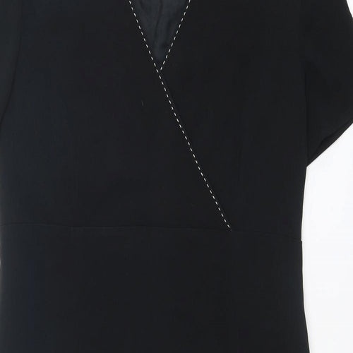 Windmoor Womens Black Polyester A-Line Size 14 V-Neck Zip