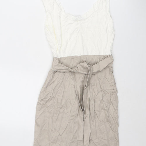 TFNC Womens Beige Cotton Tank Dress Size 10 Scoop Neck Zip - Lace Details