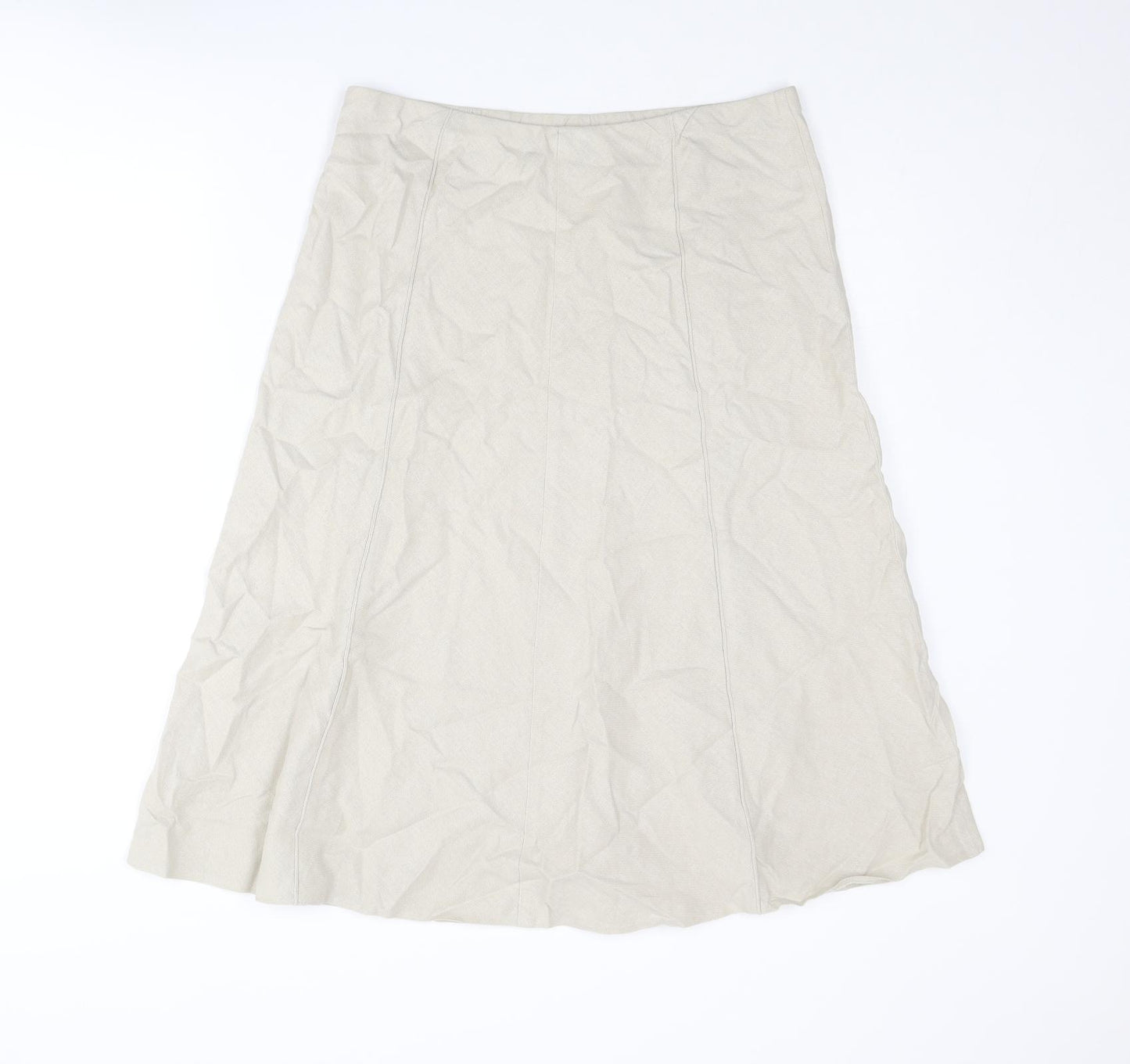 Bonmarché Womens Beige Linen A-Line Skirt Size 12