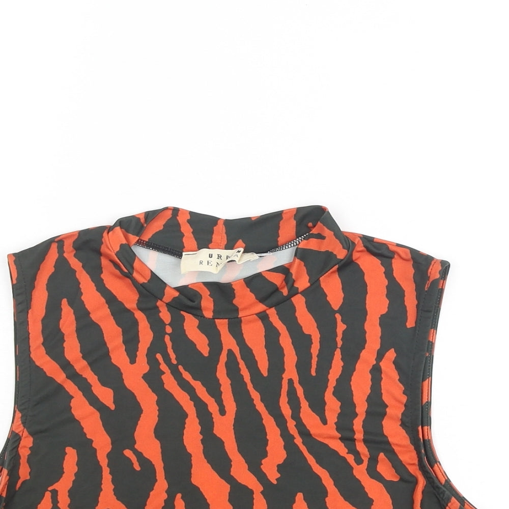 Urban renewal Womens Orange Animal Print Polyester Cropped Tank Size M Round Neck - Tiger Print