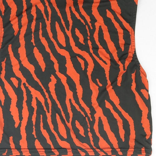 Urban renewal Womens Orange Animal Print Polyester Cropped Tank Size M Round Neck - Tiger Print