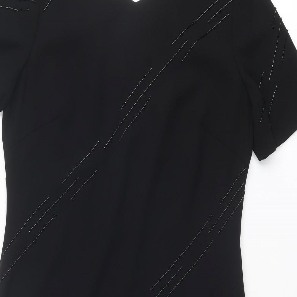 Windsmoor Womens Black Polyester Shift Size 12 V-Neck Zip