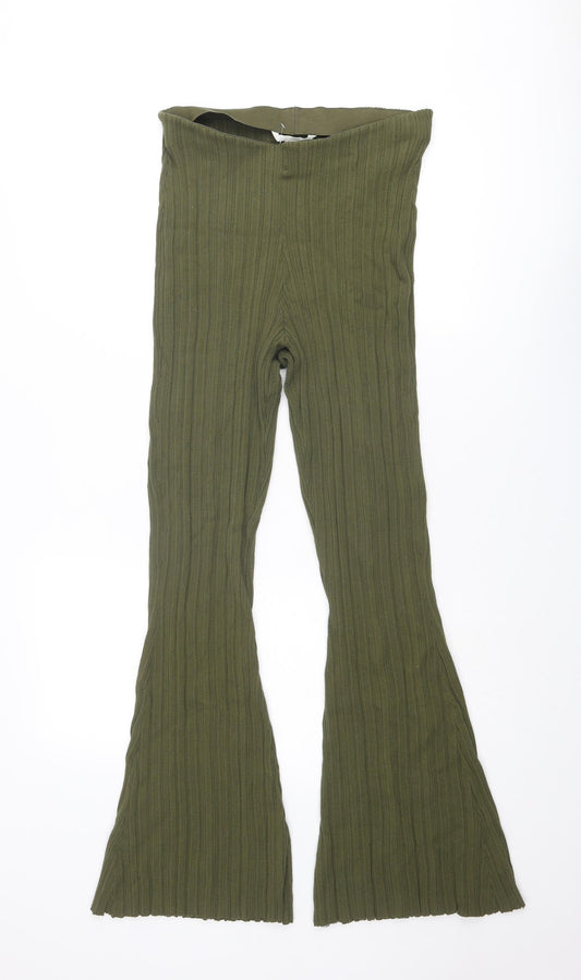 H&M Womens Green Viscose Jogger Trousers Size M L31 in Regular