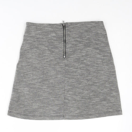 Miss Selfridge Womens Grey Geometric Polyester A-Line Skirt Size 8 Zip