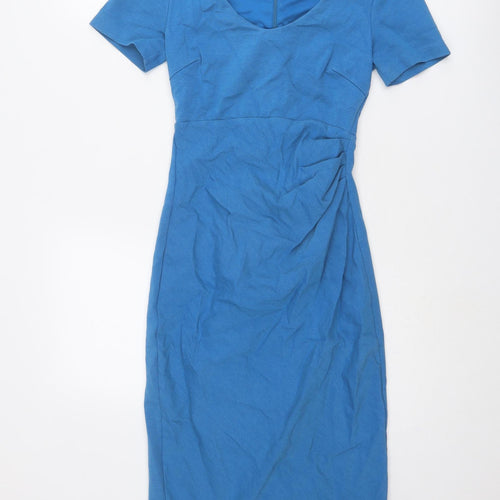 Boden Womens Blue Cotton Shift Size 6 V-Neck Zip