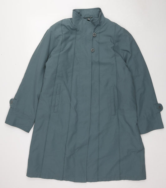 London Fog Womens Blue Rain Coat Coat Size 16 Button