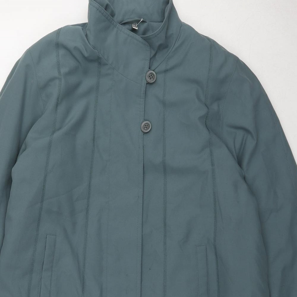 London Fog Womens Blue Rain Coat Coat Size 16 Button