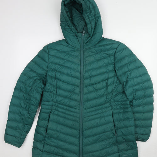 Lands' End Womens Green Quilted Jacket Size 16 Zip