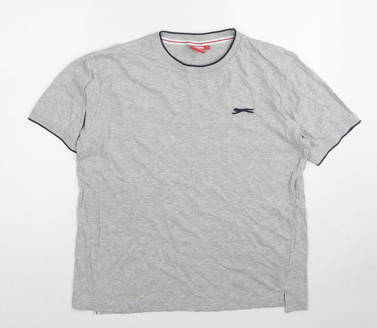 Slazenger Mens Grey Cotton T-Shirt Size M Round Neck