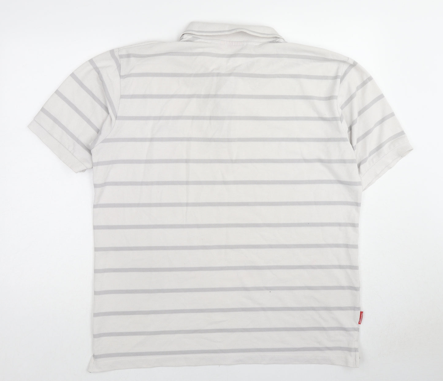 Slazenger Mens Ivory Striped Cotton Polo Size 2XL Collared Pullover