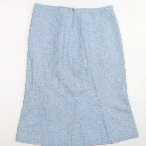 Adolfo Domingez Womens Blue Silk A-Line Skirt Size 28 in Zip