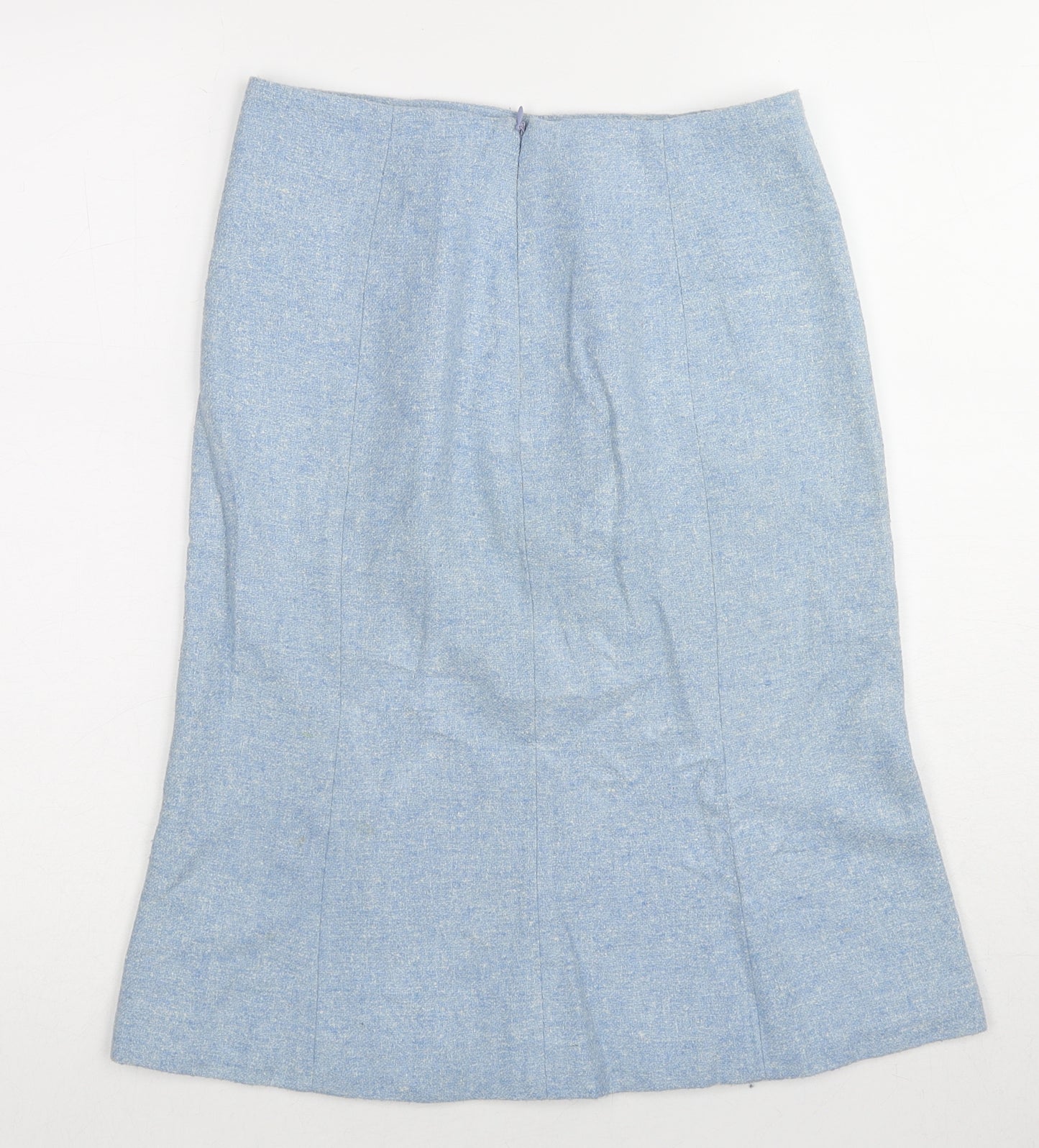Adolfo Domingez Womens Blue Silk A-Line Skirt Size 28 in Zip
