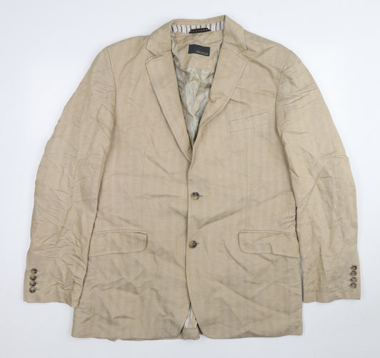 STONES Mens Beige Striped Linen Jacket Suit Jacket Size 42 Regular