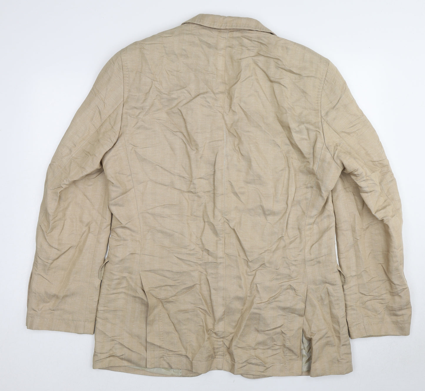 STONES Mens Beige Striped Linen Jacket Suit Jacket Size 42 Regular