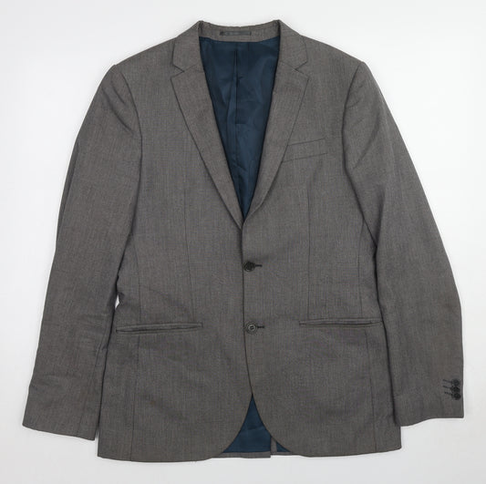 River Island Mens Grey Polyester Jacket Suit Jacket Size 40 Regular