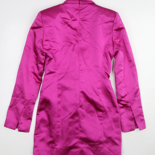 Zara Womens Purple Polyester Mini Size M V-Neck Zip