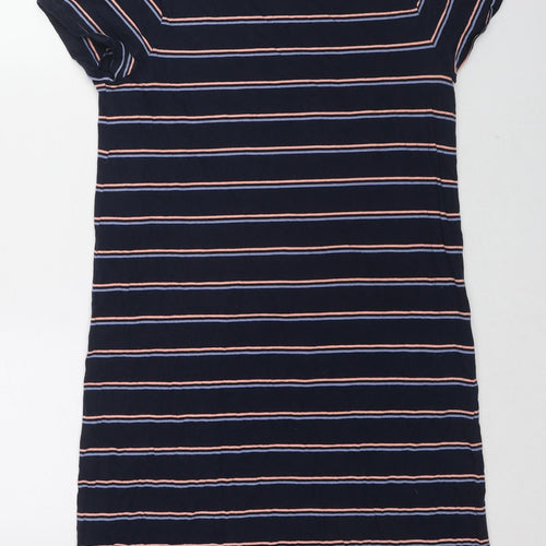 J.CREW Womens Blue Striped Cotton T-Shirt Dress Size S Crew Neck Pullover