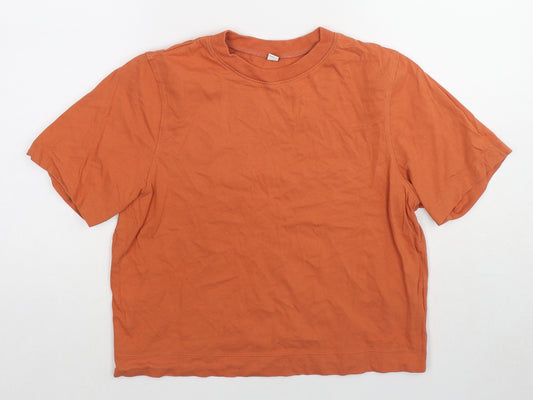 Uniqlo Womens Orange Cotton Basic T-Shirt Size XS Round Neck