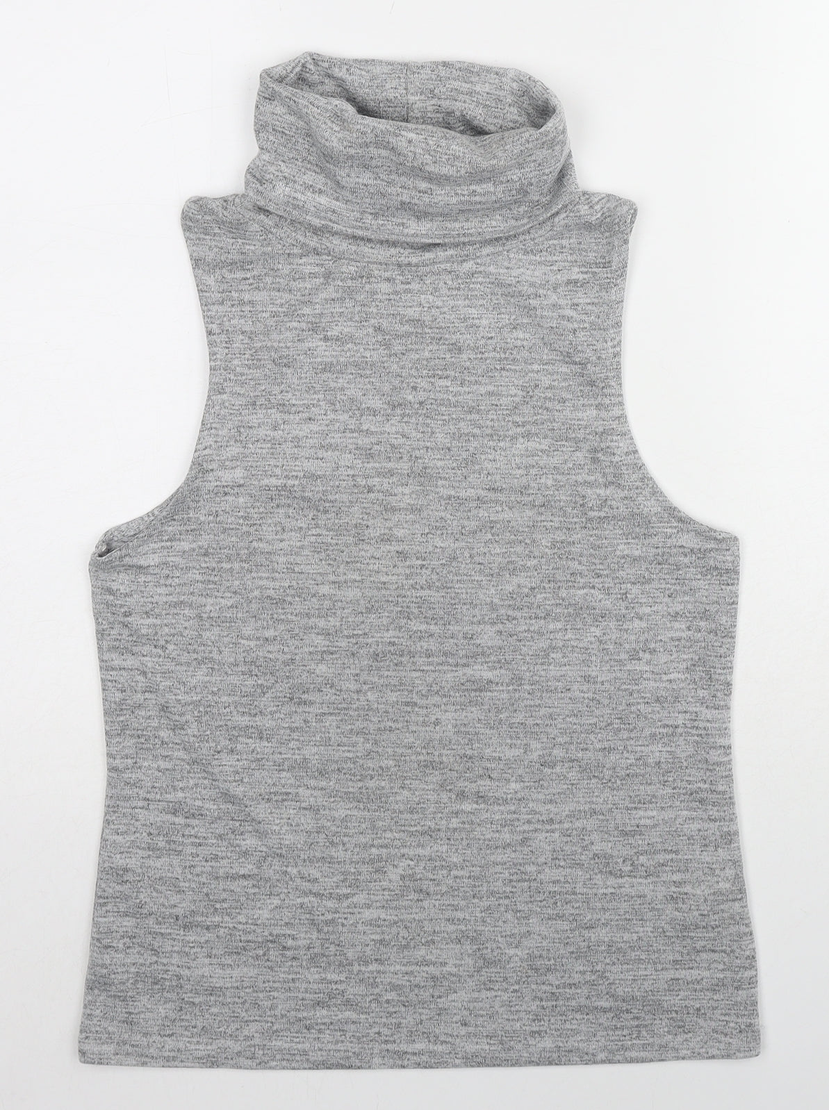 New Look Womens Grey Polyester Basic Tank Size 12 Roll Neck
