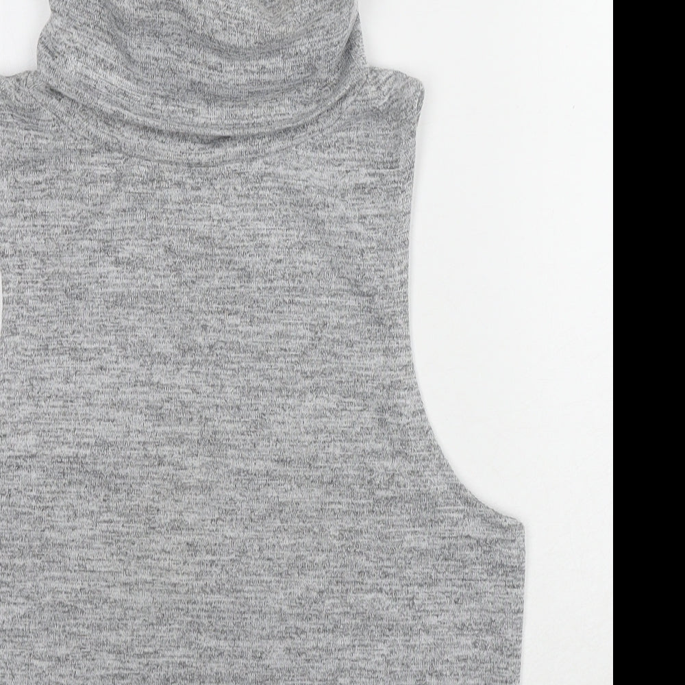 New Look Womens Grey Polyester Basic Tank Size 12 Roll Neck