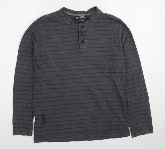 Mountain Warehouse Mens Grey Striped Cotton Pullover Sweatshirt Size S
