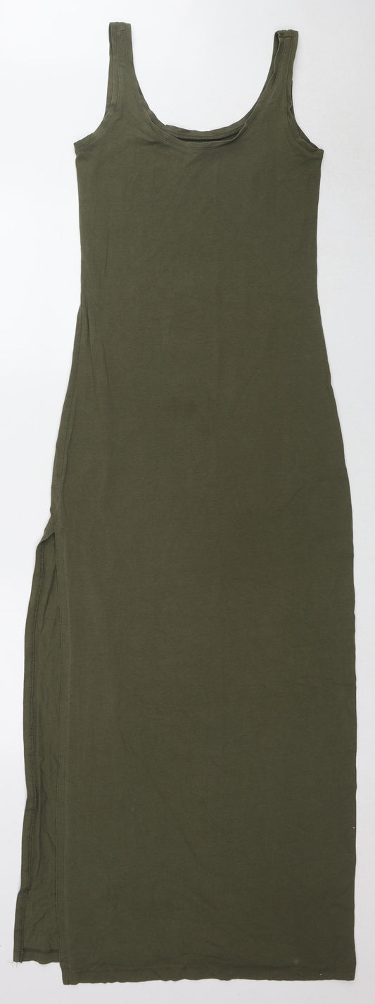 VILA Womens Green Cotton Maxi Size S Scoop Neck Pullover