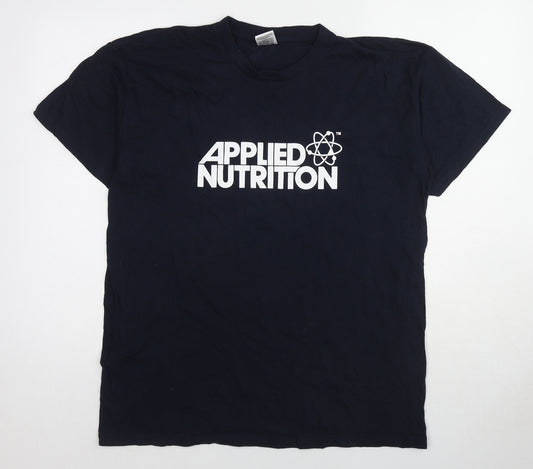 B&C Mens Blue Cotton T-Shirt Size L Round Neck - Applied Nutrition