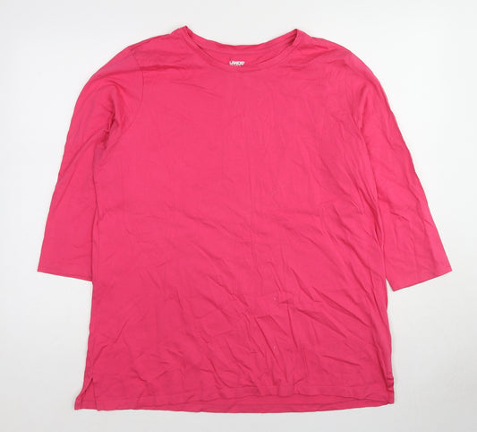 Lands' End Womens Pink Cotton Basic T-Shirt Size L Round Neck