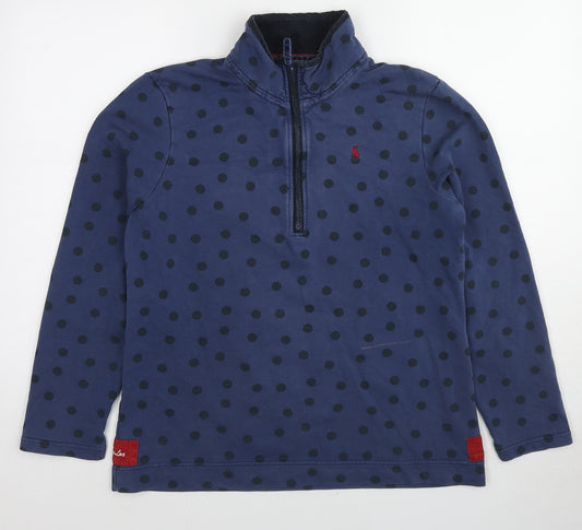 Joules Womens Blue Polka Dot Cotton Pullover Sweatshirt Size 14 Pullover