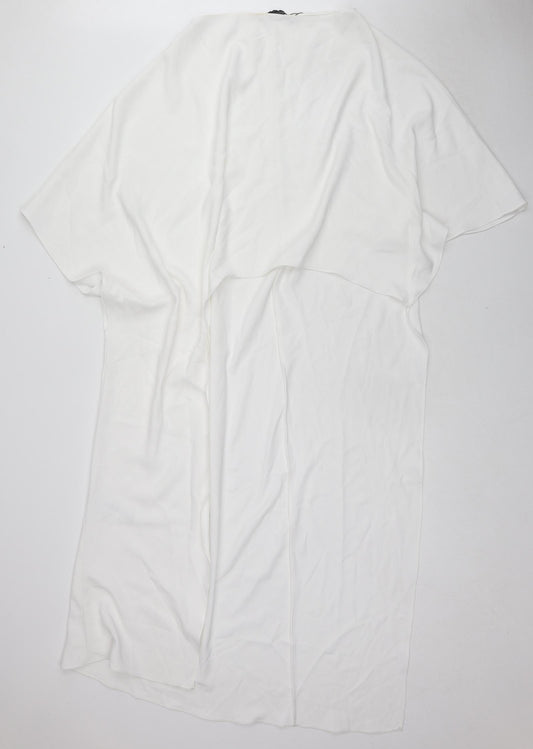 Zara Womens White Polyester Basic Blouse Size XS Round Neck - Size XS-S Asymmetric