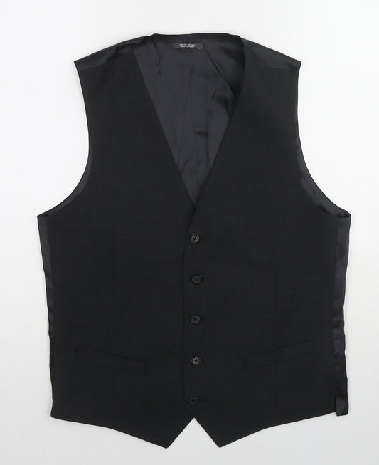 Marks and Spencer Mens Black Wool Jacket Suit Waistcoat Size 38 Regular