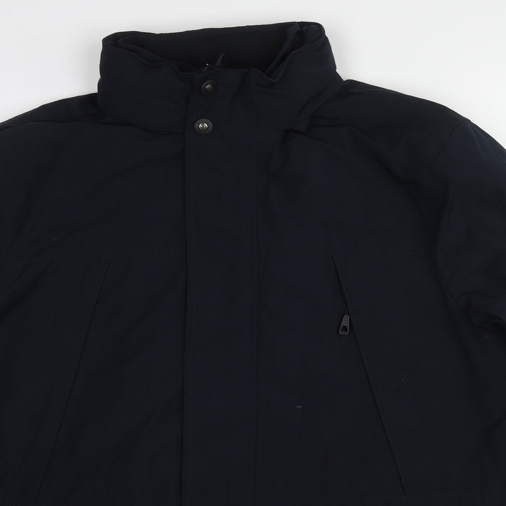 Marks and Spencer Mens Blue Pea Coat Coat Size M Zip