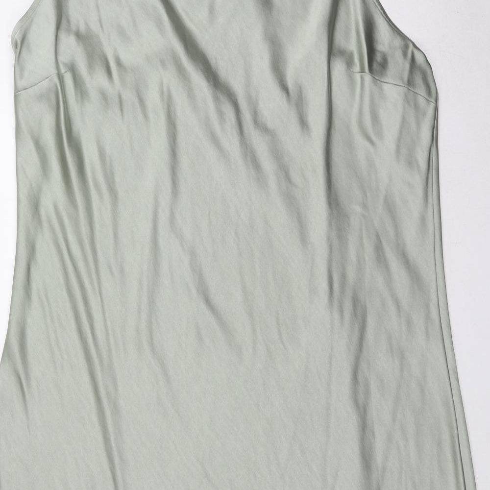 Marks and Spencer Womens Green Viscose Slip Dress Size 22 V-Neck Pullover