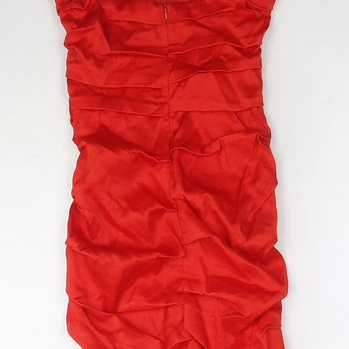 Zara Womens Red Polyester Bodycon Size XS Off the Shoulder Zip