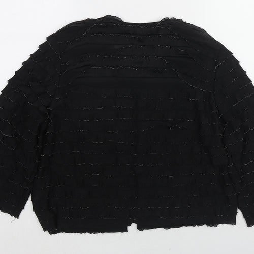Klass Womens Black Polyester Basic Blouse Size L Round Neck