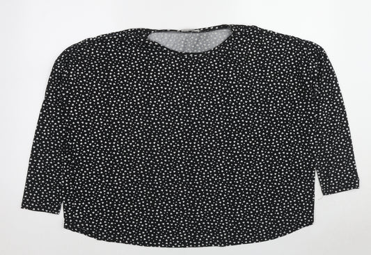 New Look Womens Black Geometric Polyester Basic Blouse Size M Round Neck - Heart Print
