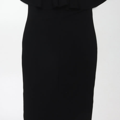 Boohoo Womens Black Polyester Bodycon Size 12 Off the Shoulder Pullover