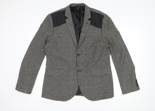Topman Mens Grey Polyester Jacket Blazer Size 42 Regular