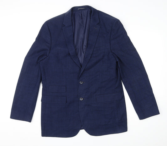 Sawyers + Hendricks London Mens Blue Polyester Jacket Suit Jacket Size 44 Regular