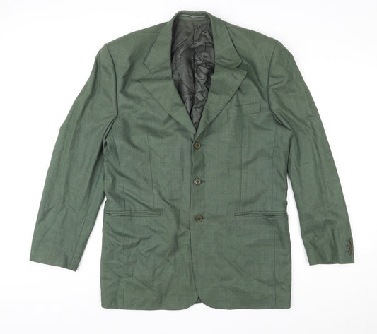 Harewood Mens Green Silk Jacket Blazer Size 40 Regular