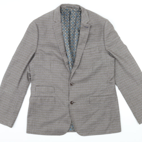 OneSix5ive Mens Brown Geometric Polyester Jacket Suit Jacket Size 44 Regular