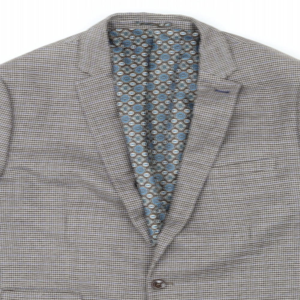 OneSix5ive Mens Brown Geometric Polyester Jacket Suit Jacket Size 44 Regular